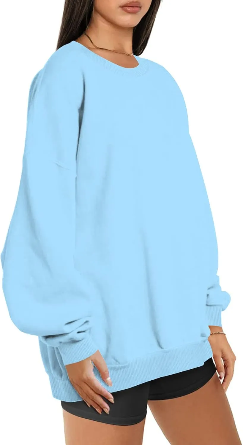 Oversized Long Sleeve Sweatshirts For Women 2023 Fall Fashion Crewneck Sweatshirt Solid Casual Loose Pullover Tops