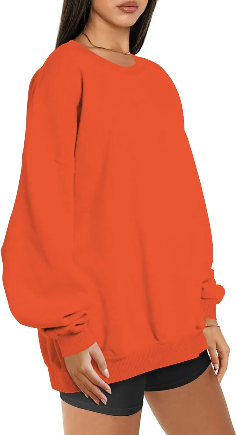 Oversized Long Sleeve Sweatshirts For Women 2023 Fall Fashion Crewneck Sweatshirt Solid Casual Loose Pullover Tops