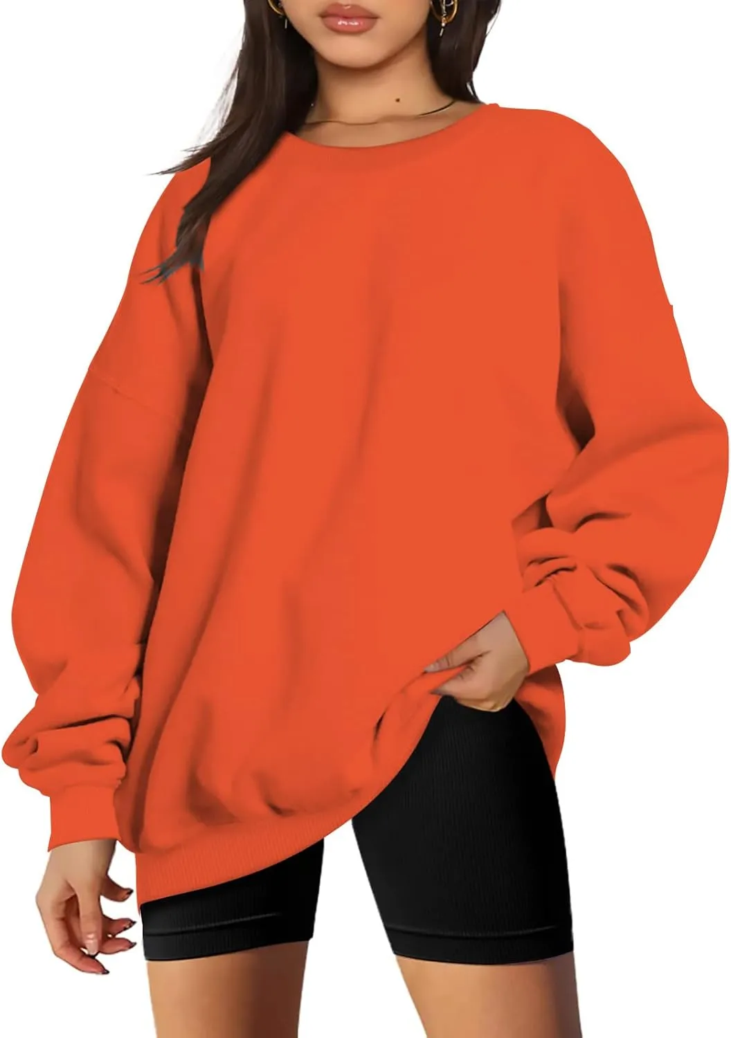 Oversized Long Sleeve Sweatshirts For Women 2023 Fall Fashion Crewneck Sweatshirt Solid Casual Loose Pullover Tops