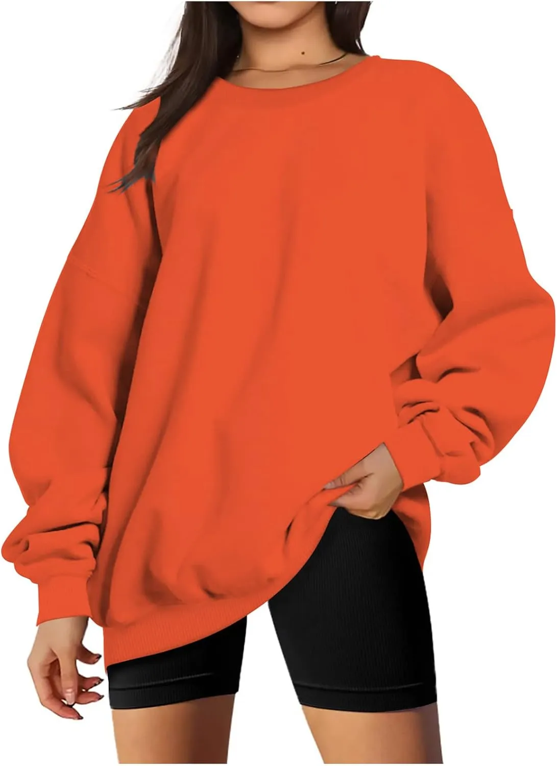 Oversized Long Sleeve Sweatshirts For Women 2023 Fall Fashion Crewneck Sweatshirt Solid Casual Loose Pullover Tops