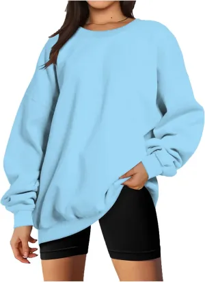 Oversized Long Sleeve Sweatshirts For Women 2023 Fall Fashion Crewneck Sweatshirt Solid Casual Loose Pullover Tops