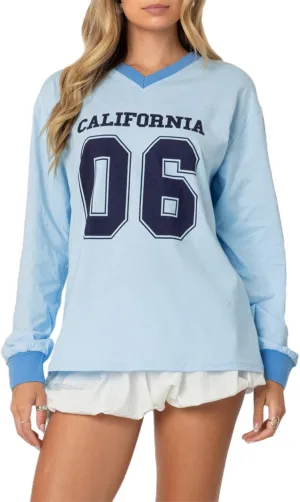 Oversized Number Jersey Sweatshirt Women Y2k Graphic Long Sleeve Shirts Vintage Loose Fit Crewneck Pullover Top