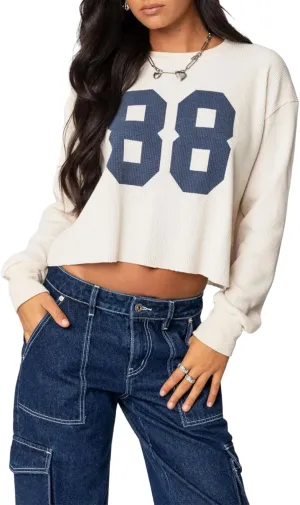 Oversized Number Jersey Sweatshirt Women Y2k Graphic Long Sleeve Shirts Vintage Loose Fit Crewneck Pullover Top