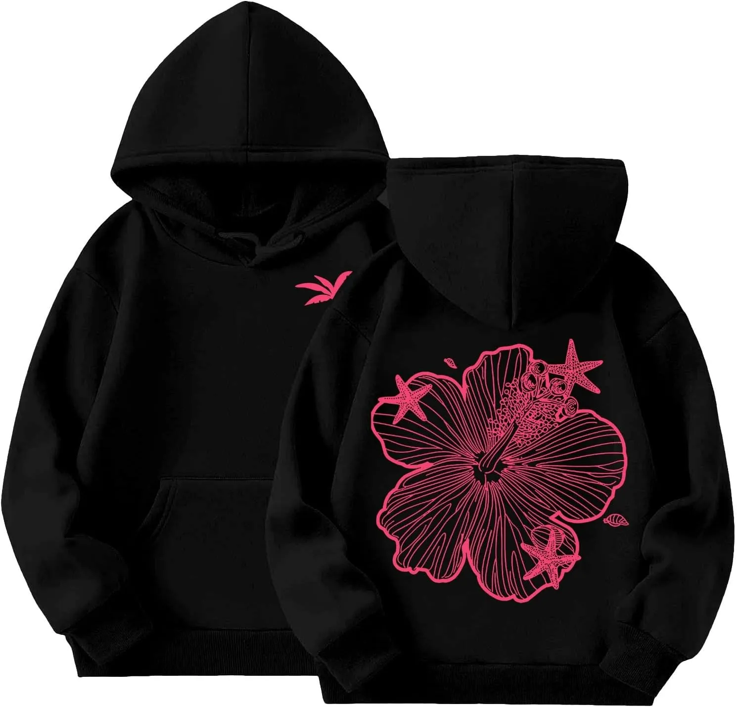 Palm Puff Hoodies For Kids Girls Cute Graphic Preppy Sweatshirt Teen Girls Oversized Y2K Hoodie Pullover with Pockets