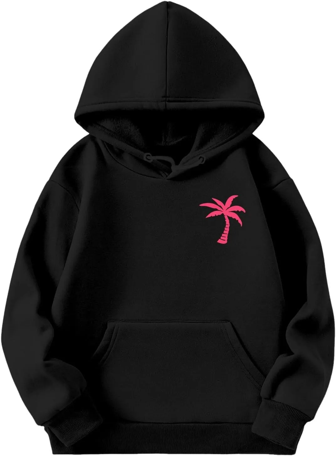 Palm Puff Hoodies For Kids Girls Cute Graphic Preppy Sweatshirt Teen Girls Oversized Y2K Hoodie Pullover with Pockets