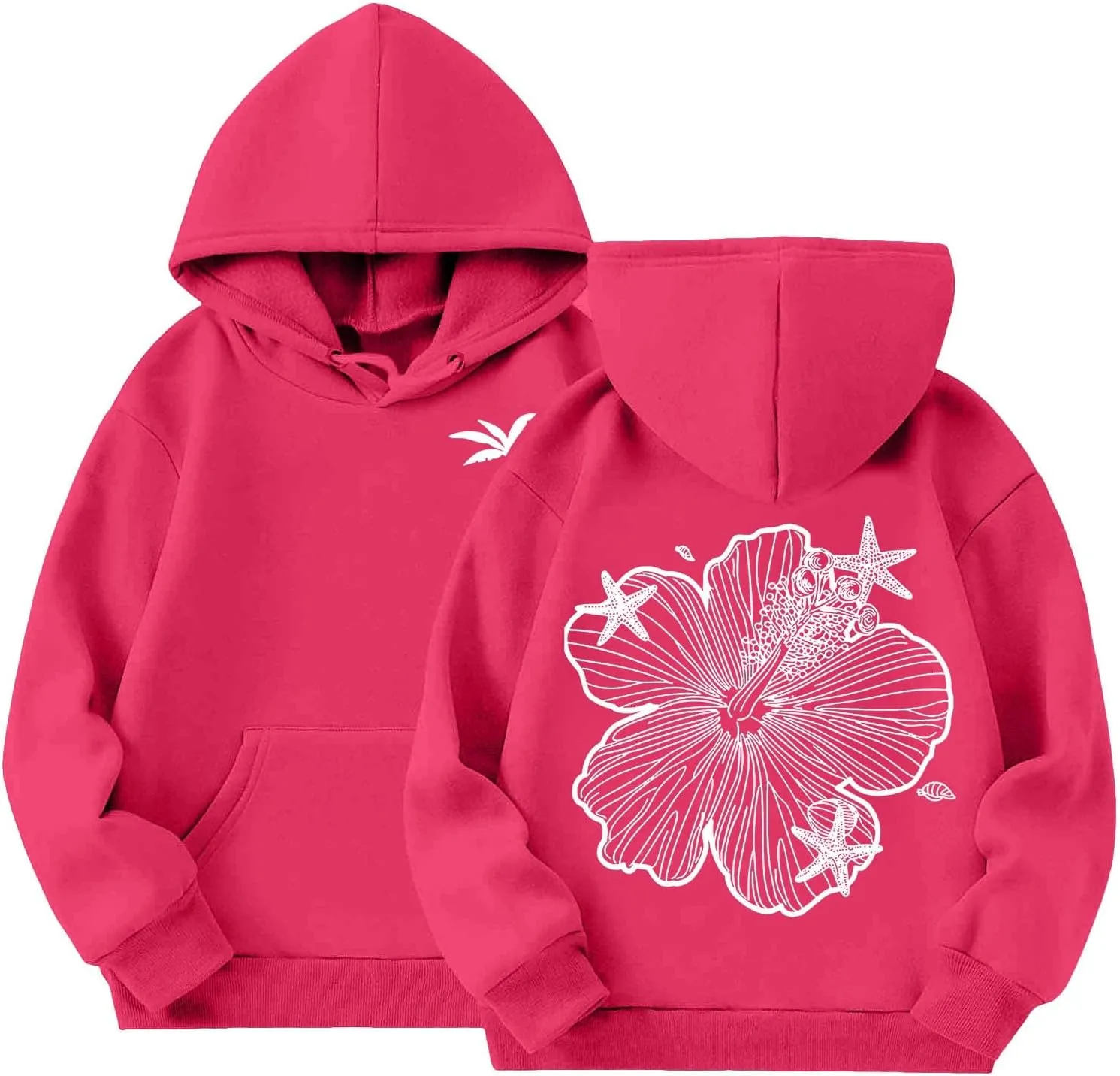 Palm Puff Hoodies For Kids Girls Cute Graphic Preppy Sweatshirt Teen Girls Oversized Y2K Hoodie Pullover with Pockets