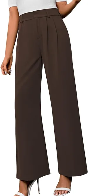 Pants for Women, High Waist Baggy Trousers Straight Leg Slacks Wide Leg Pants