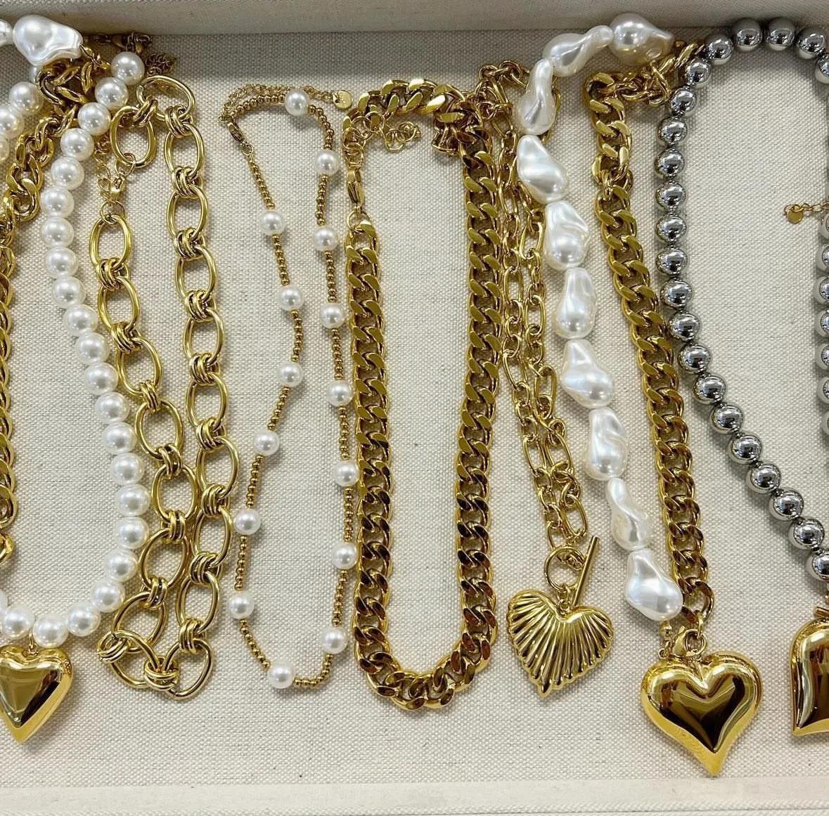 Pearl Heart Necklace - Water Resistant - Tarnish Free