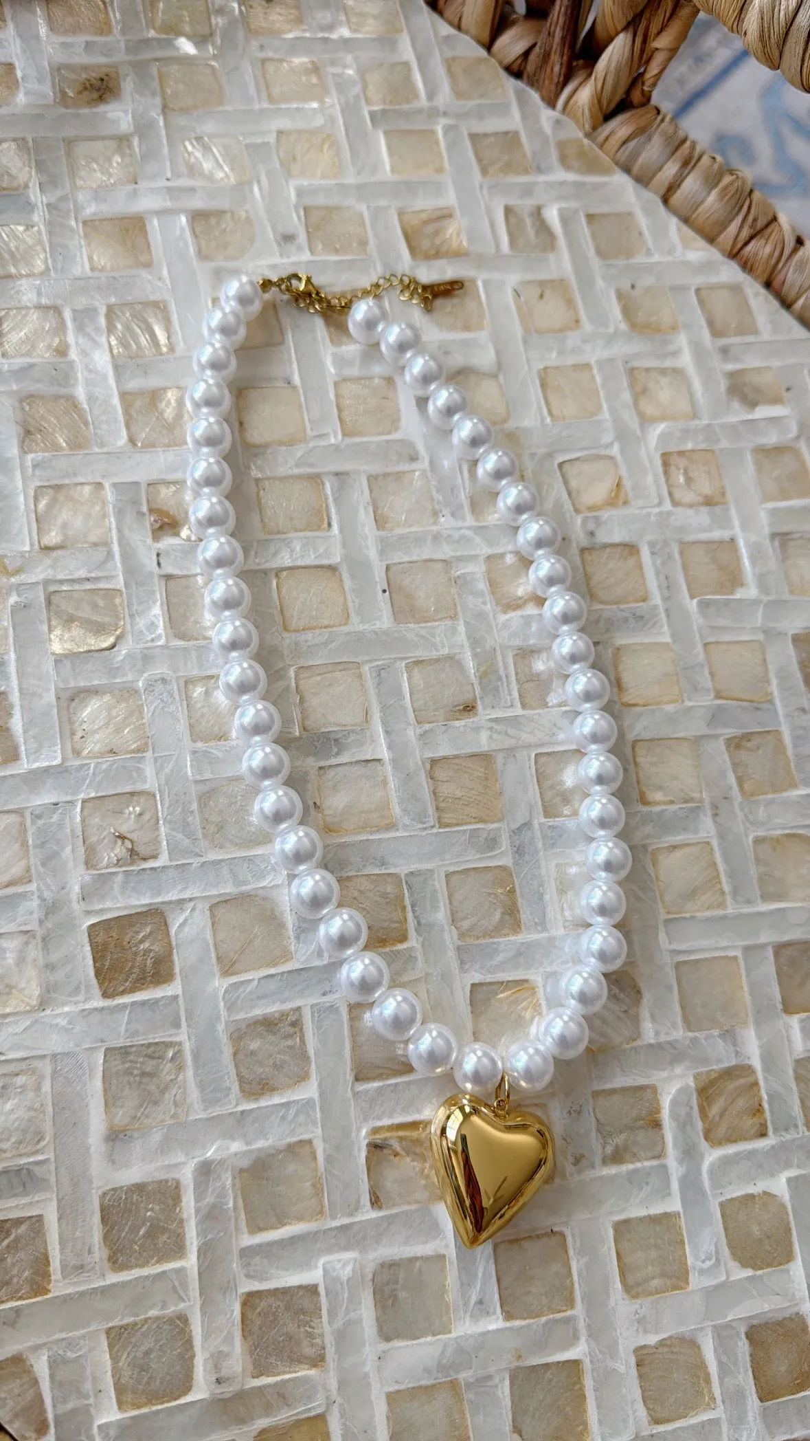 Pearl Heart Necklace - Water Resistant - Tarnish Free