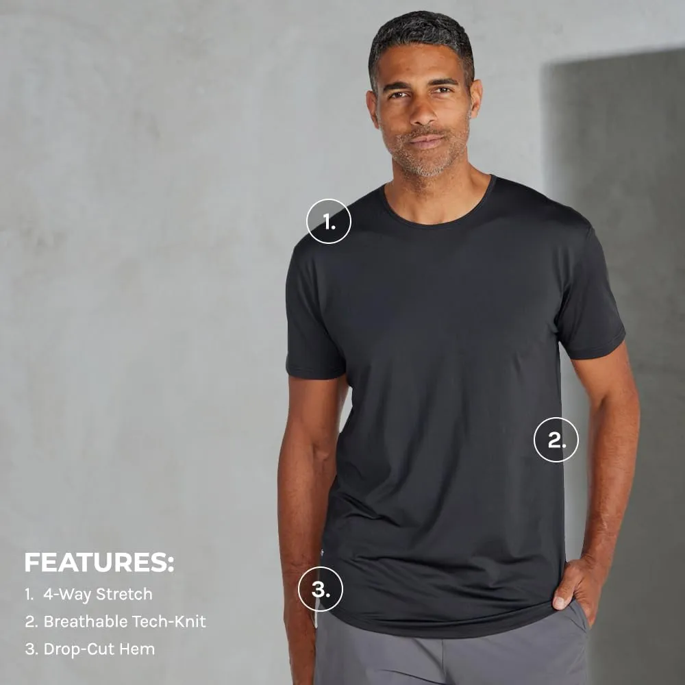 Performance Drop-Cut Men's T Shirt  Athletic Drop Cut Crewneck Tee  Moisture Wicking, Quick-Dry, Tapered Fit