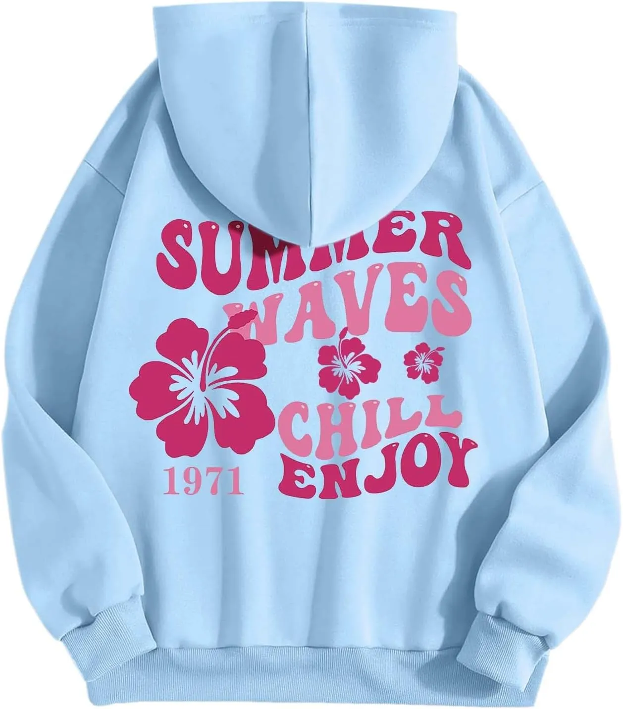 Pink Palm Hoodie For Teen Girls Casual Long Sleeve Y2K Hooded Pullover Tops Oversized Letter Graphic Hoodies With Pocket