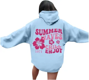 Pink Palm Hoodie For Teen Girls Casual Long Sleeve Y2K Hooded Pullover Tops Oversized Letter Graphic Hoodies With Pocket