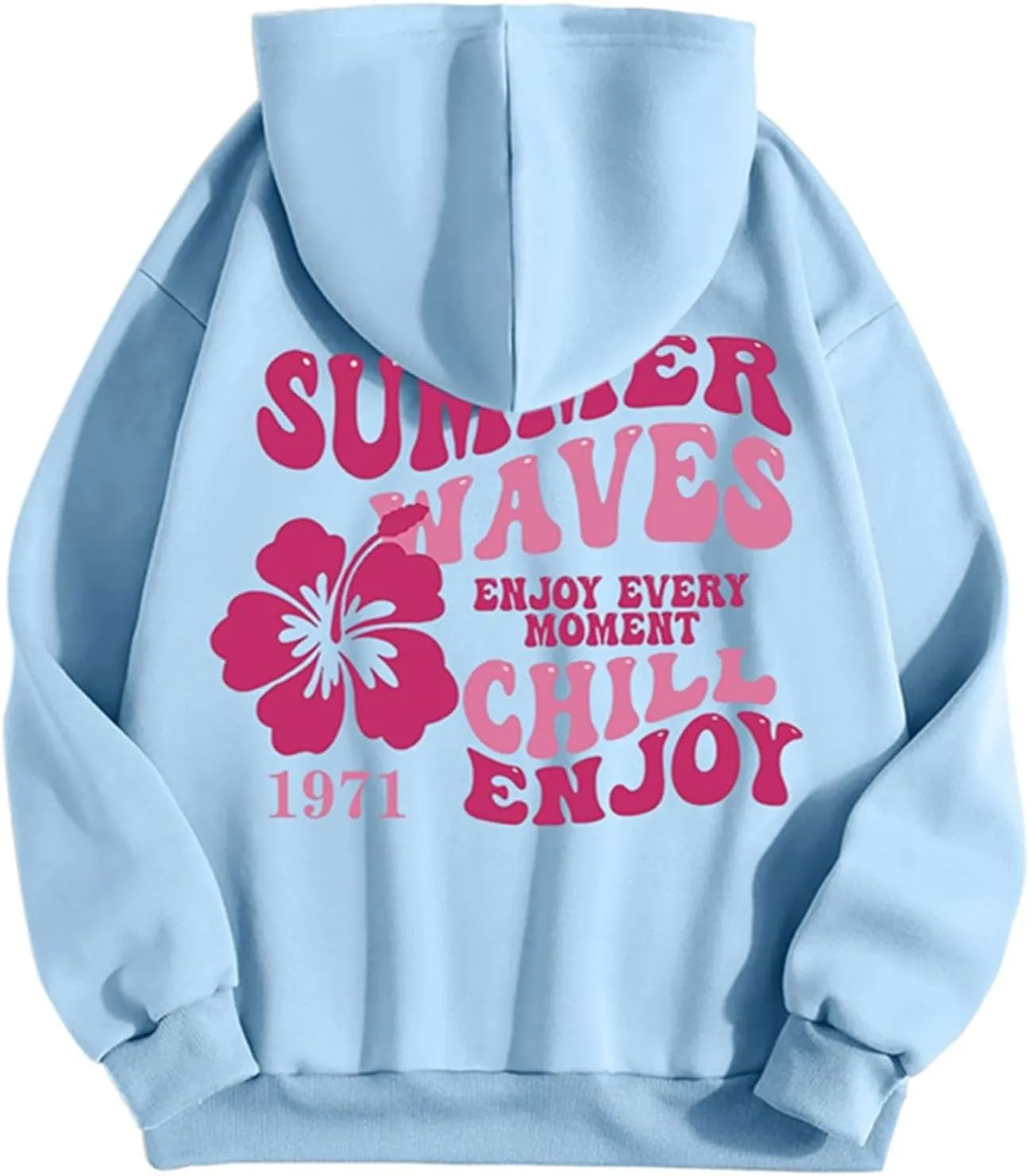 Pink Palm Puff Hoodie Letter Print Y2k Sweatshirt Trendy Preppy Sweatshirts for Teen Girls Cute Clothes