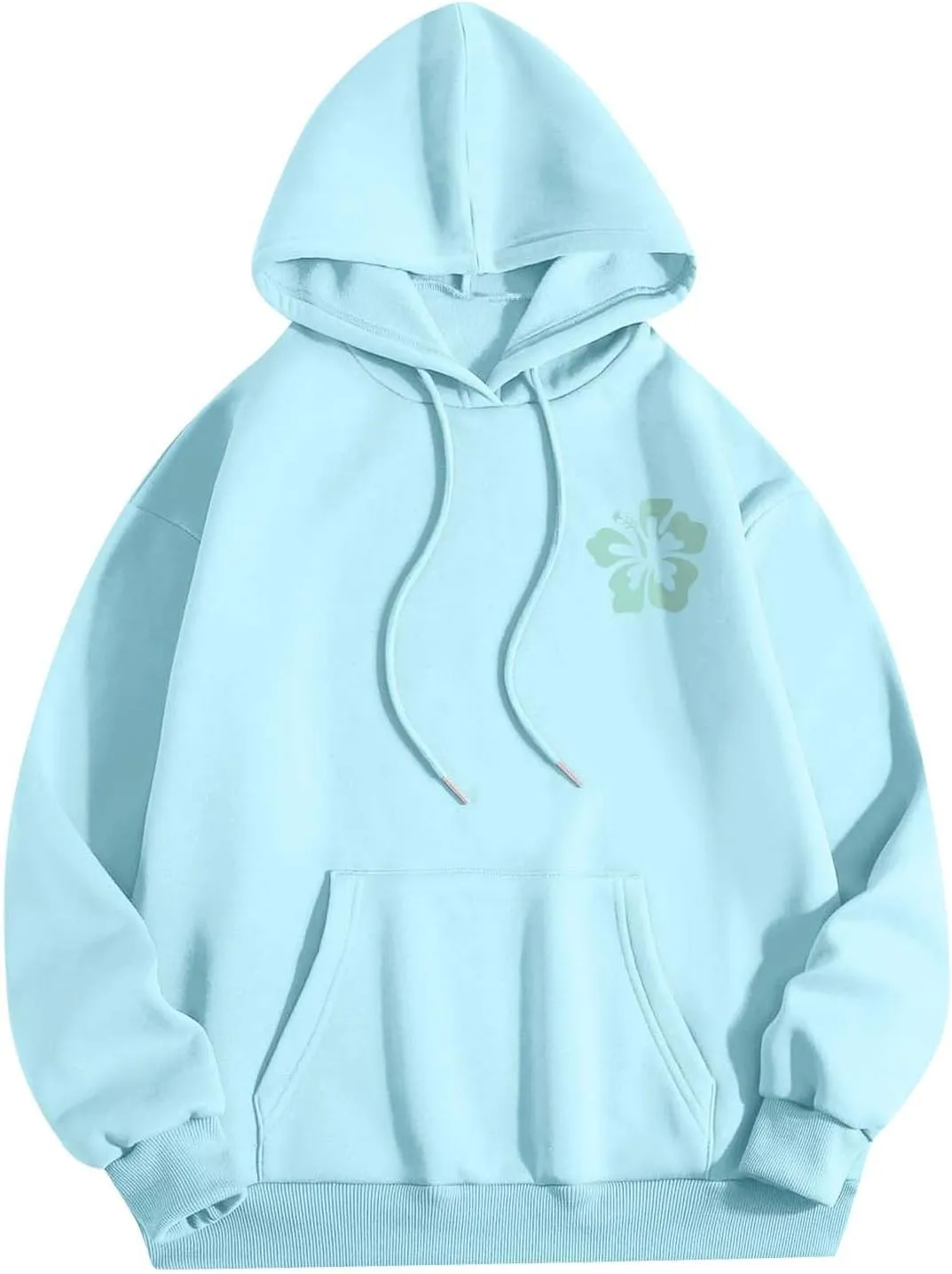 Pink Palm Puff Hoodie Sweatshirt for Women Oversized Graphic Hoodies Hooded Neck Pullover Sweater Fall Outfits 2024