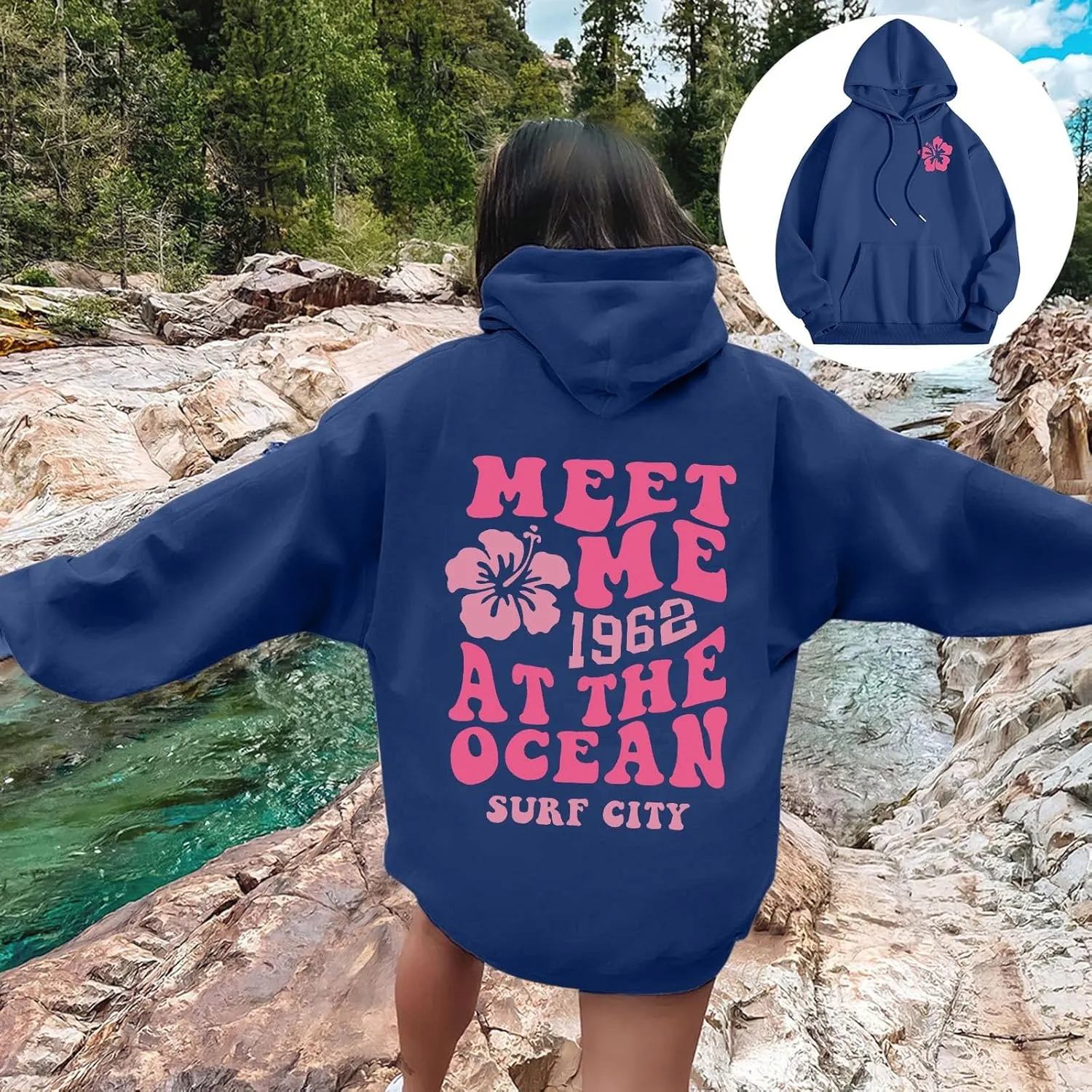 Pink Pom Puff Oversized Hoodie for Teen Girls Long Sleeve Y2K Graphic Hoodies with Pockets 2024 Fall Preppy Sweatshirt