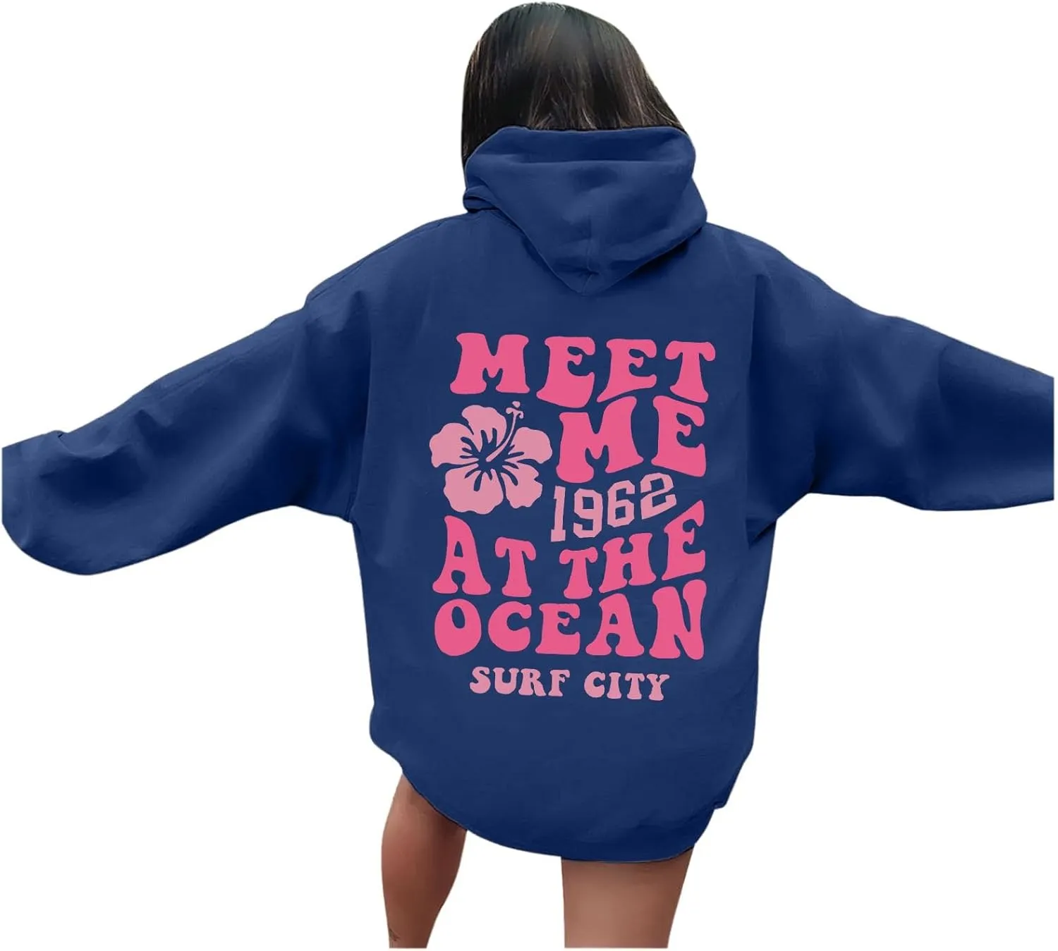 Pink Pom Puff Oversized Hoodie for Teen Girls Long Sleeve Y2K Graphic Hoodies with Pockets 2024 Fall Preppy Sweatshirt