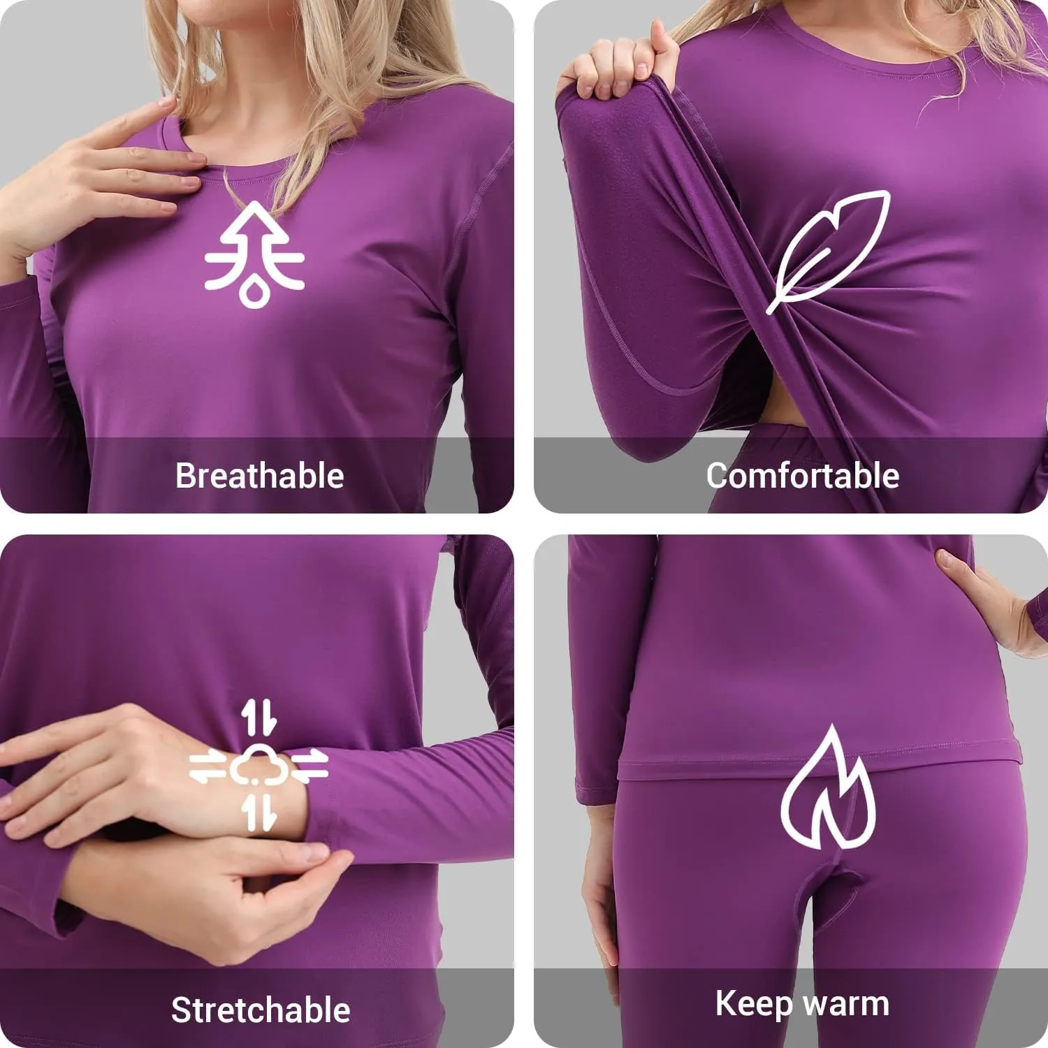 PISIQI Thermal Underwear Women Ultra-Soft Long Johns Set Base Layer Skiing Winter Warm Top & Bottom