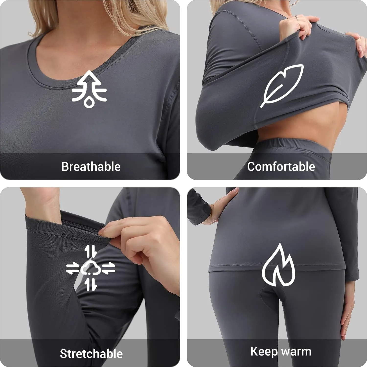 PISIQI Thermal Underwear Women Ultra-Soft Long Johns Set Base Layer Skiing Winter Warm Top & Bottom