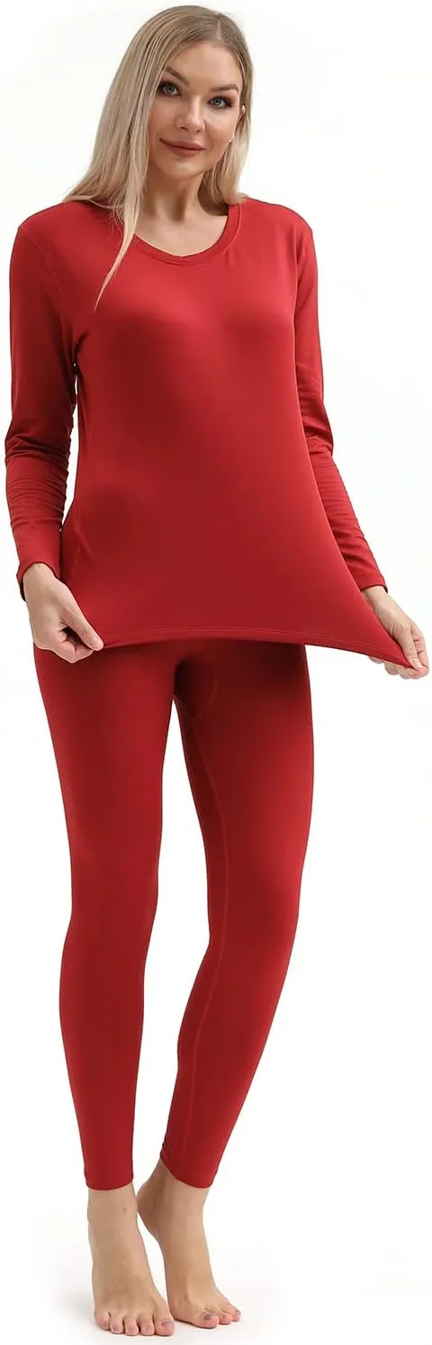 PISIQI Thermal Underwear Women Ultra-Soft Long Johns Set Base Layer Skiing Winter Warm Top & Bottom