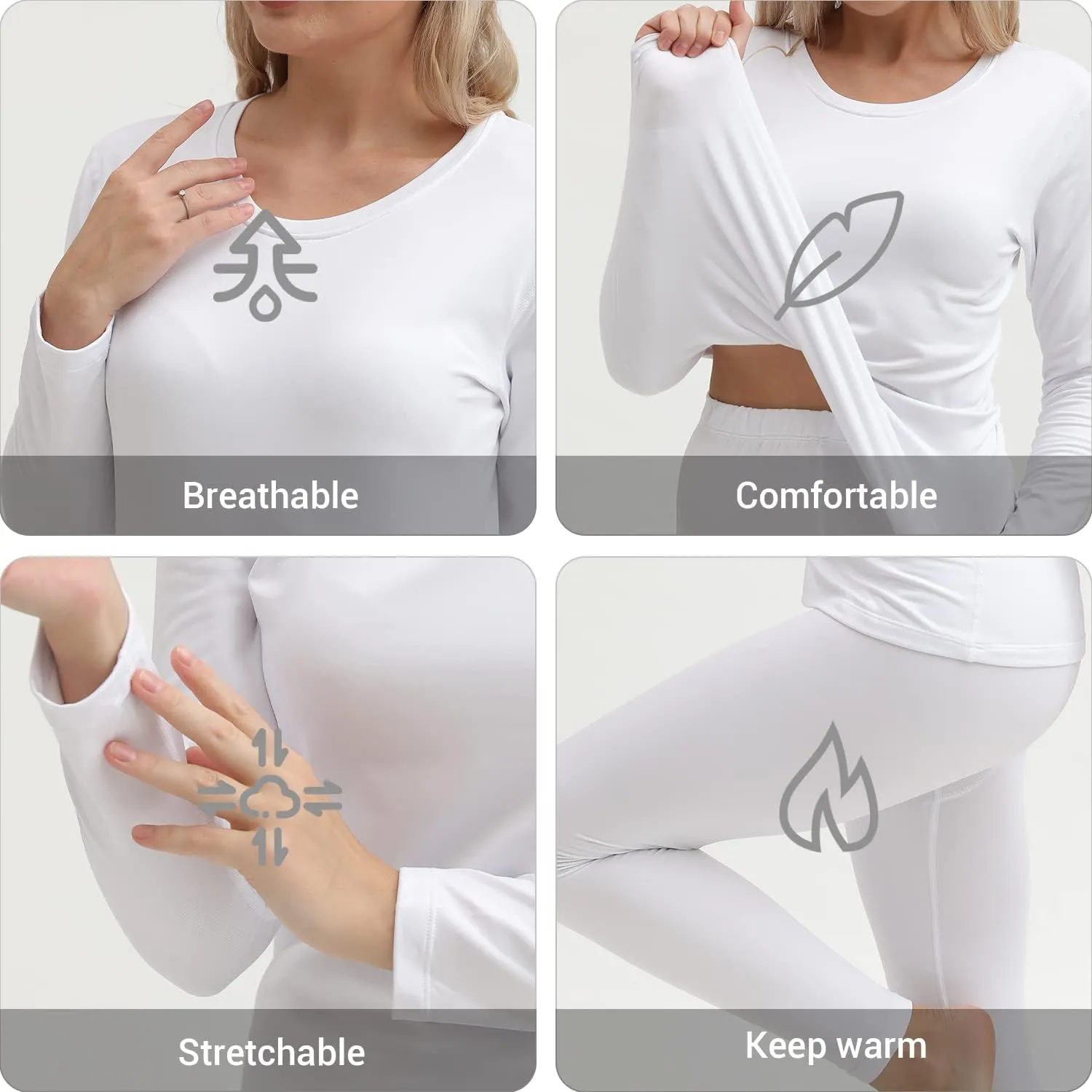 PISIQI Thermal Underwear Women Ultra-Soft Long Johns Set Base Layer Skiing Winter Warm Top & Bottom