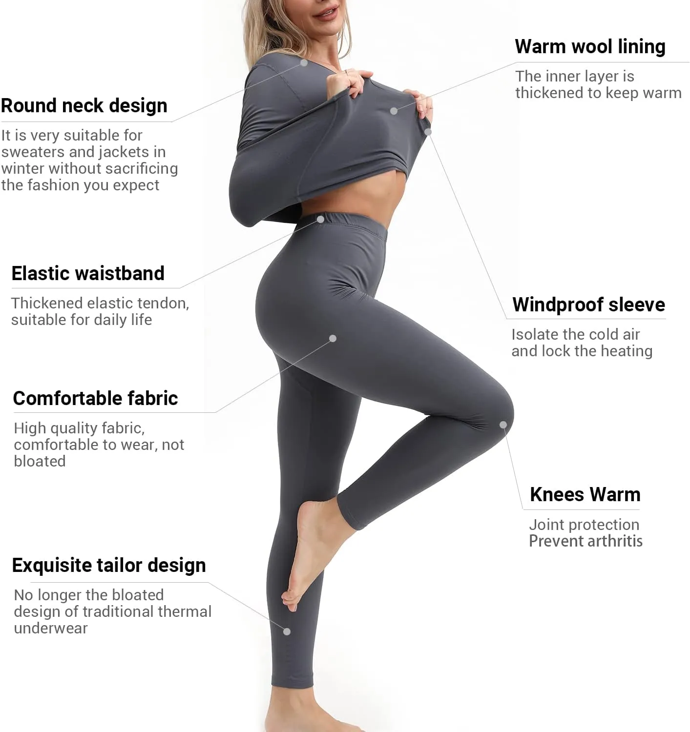 PISIQI Thermal Underwear Women Ultra-Soft Long Johns Set Base Layer Skiing Winter Warm Top & Bottom