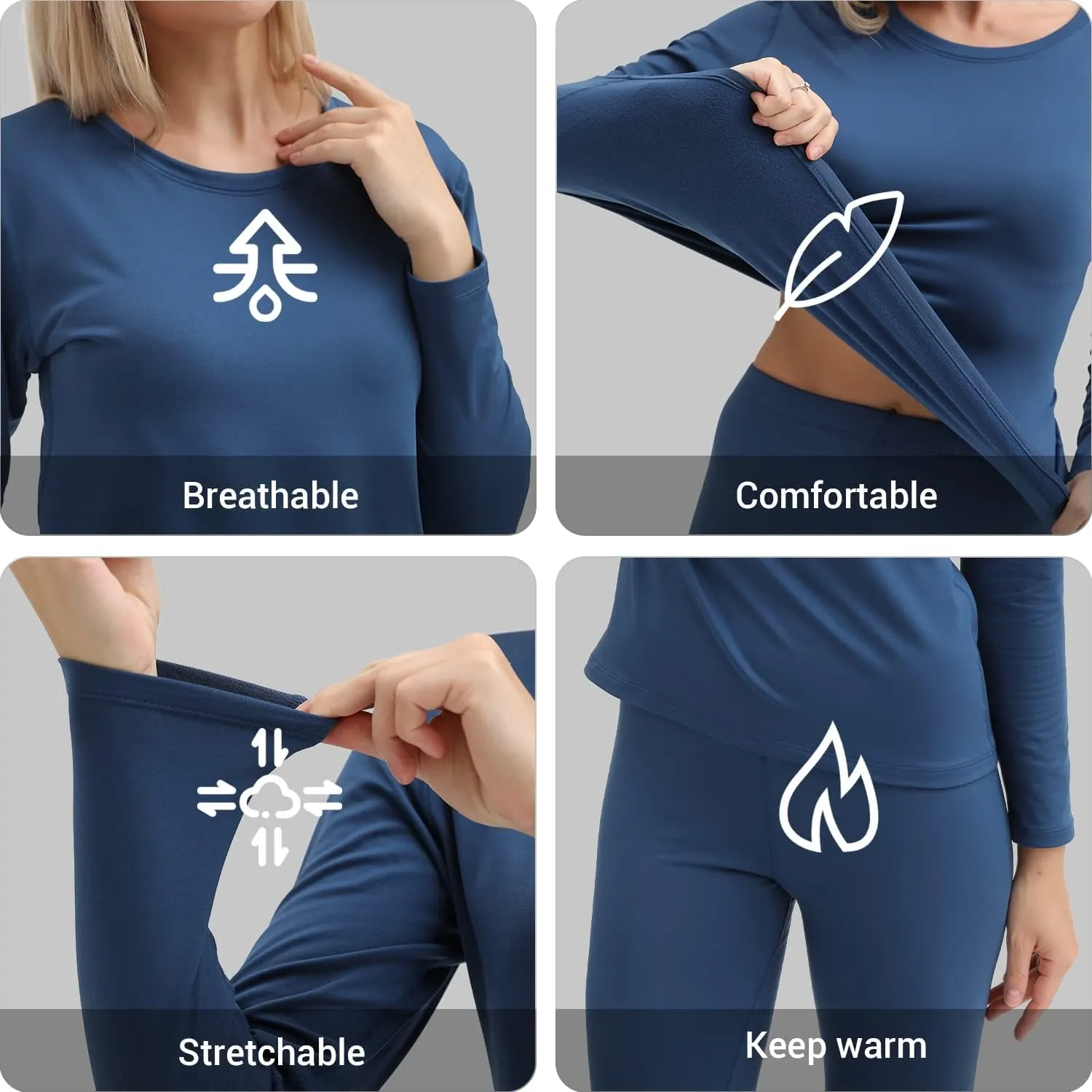 PISIQI Thermal Underwear Women Ultra-Soft Long Johns Set Base Layer Skiing Winter Warm Top & Bottom