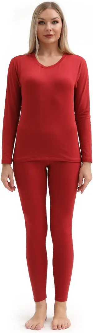 PISIQI Thermal Underwear Women Ultra-Soft Long Johns Set Base Layer Skiing Winter Warm Top & Bottom