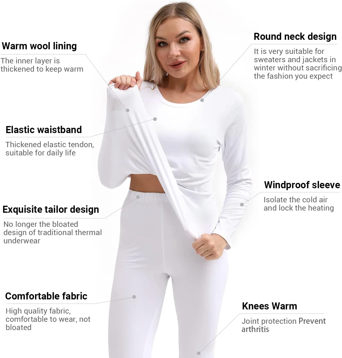 PISIQI Thermal Underwear Women Ultra-Soft Long Johns Set Base Layer Skiing Winter Warm Top & Bottom