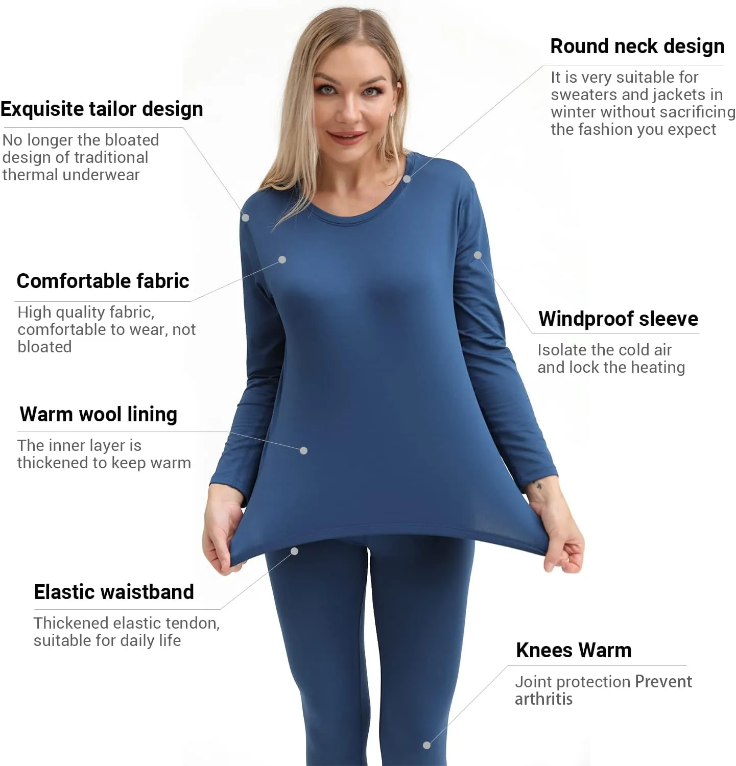PISIQI Thermal Underwear Women Ultra-Soft Long Johns Set Base Layer Skiing Winter Warm Top & Bottom