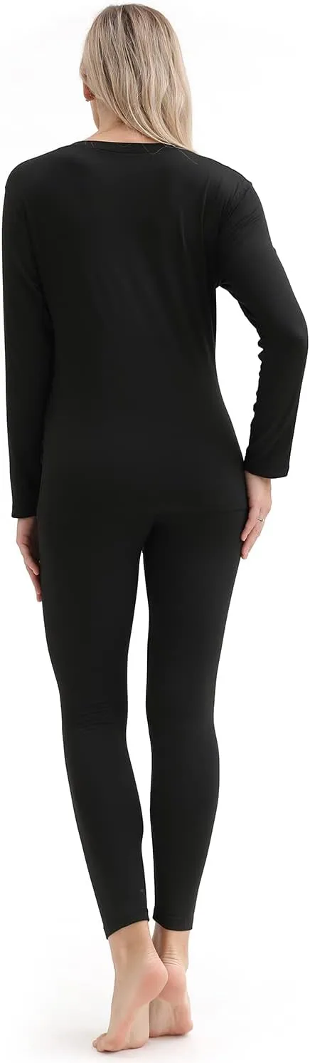 PISIQI Thermal Underwear Women Ultra-Soft Long Johns Set Base Layer Skiing Winter Warm Top & Bottom