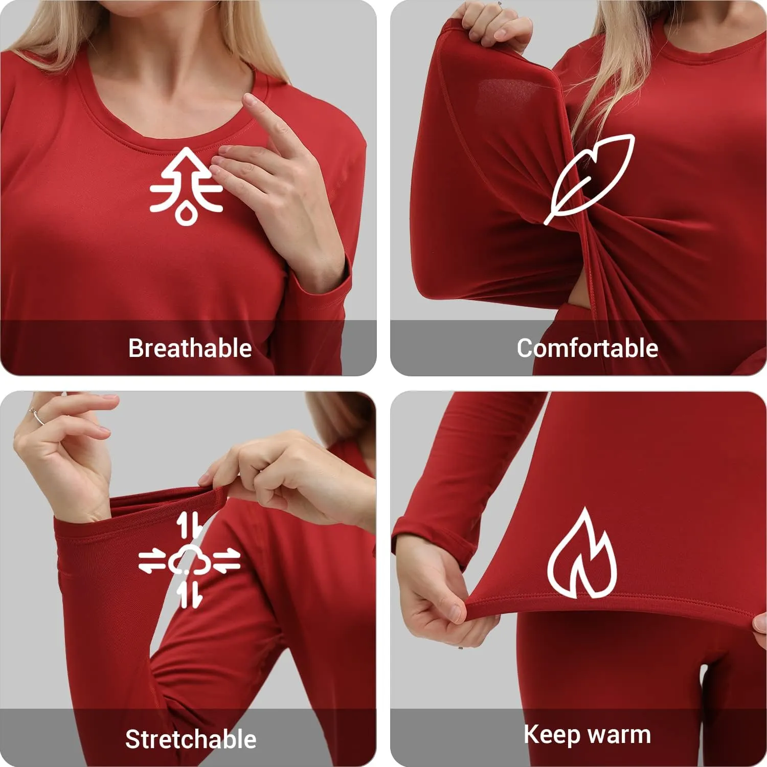 PISIQI Thermal Underwear Women Ultra-Soft Long Johns Set Base Layer Skiing Winter Warm Top & Bottom