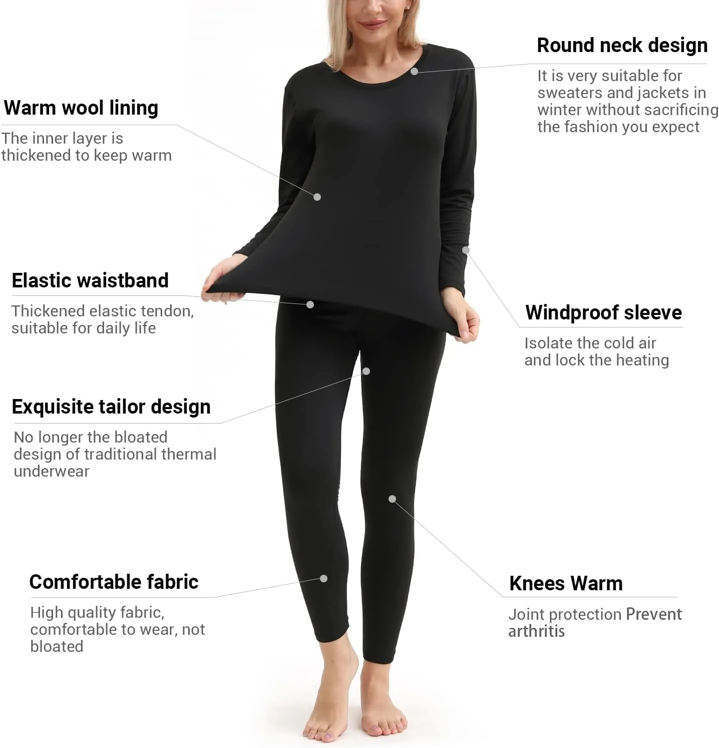 PISIQI Thermal Underwear Women Ultra-Soft Long Johns Set Base Layer Skiing Winter Warm Top & Bottom