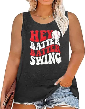 Plus Size Baseball Sleeveless Shirt Women Baseball Mom Tank Top Batter Batter Swing Baseball Tee Vest Casual Summer Top