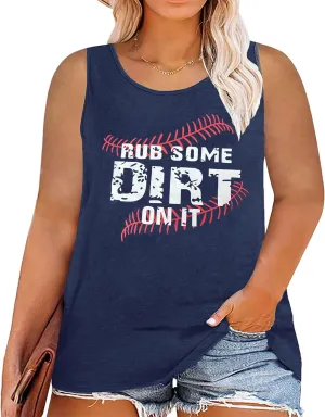 Plus Size Baseball Sleeveless Shirt Women Baseball Mom Tank Top Batter Batter Swing Baseball Tee Vest Casual Summer Top