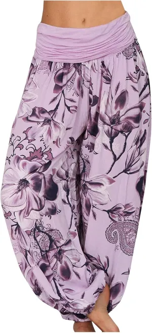 Plus Size Pants for Women 2023 Paisley Floral Print High Waist Harem Pants Casual Vintage Loose Fit Trouser Pants