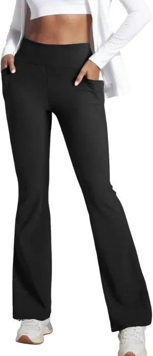 Plus Size Womens Yoga Pants Flare Leg Elastic High Waist Stretch Bootcuts Seamless Workout Bell Bottoms Leggings