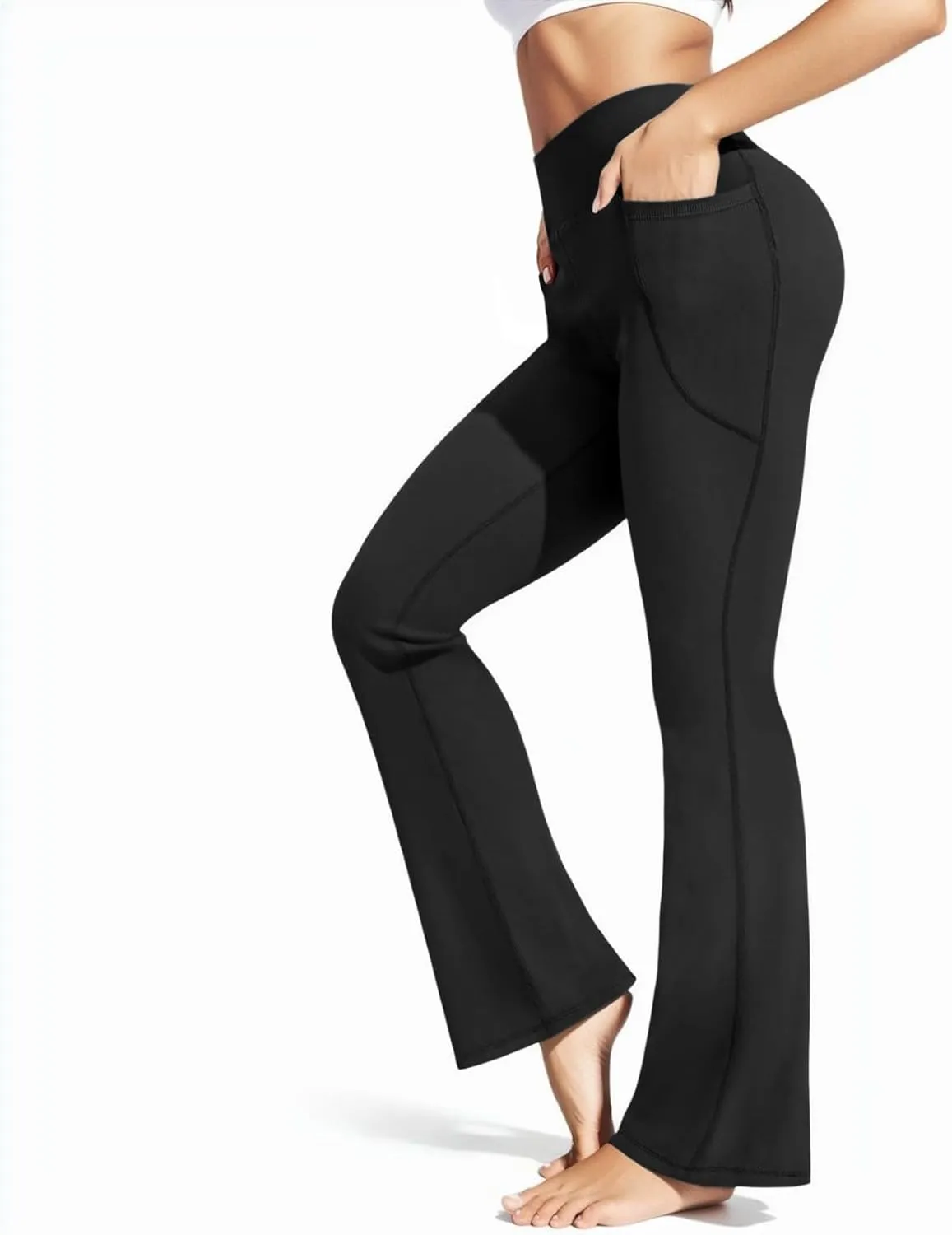 Plus Size Womens Yoga Pants Flare Leg Elastic High Waist Stretch Bootcuts Seamless Workout Bell Bottoms Leggings