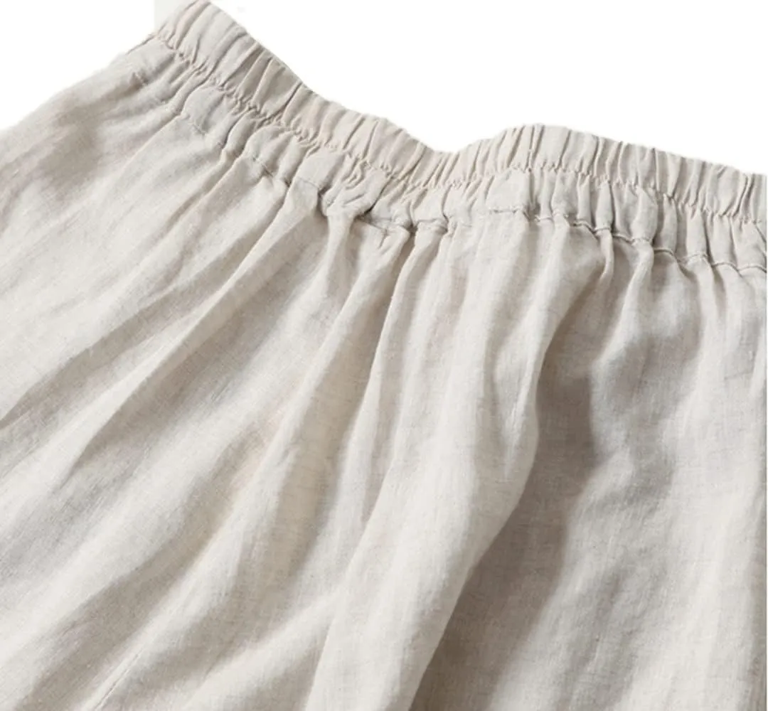 Plustrong Womens Culottes Linen Pants Casual Cropped Wide Leg Pants Palazzo Pants Capris