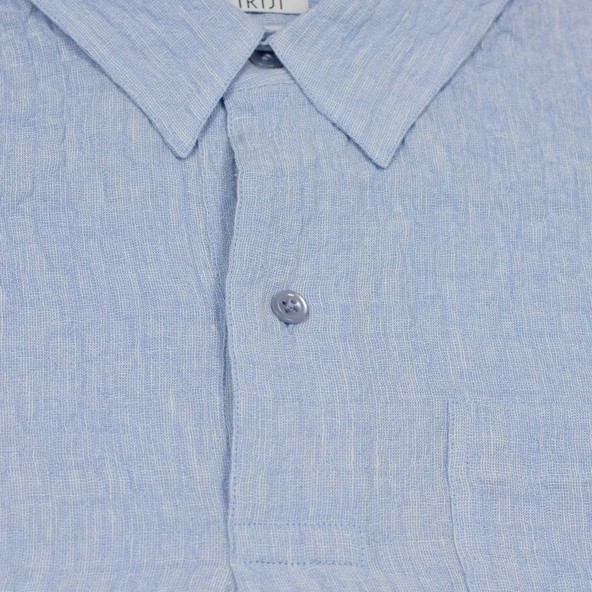 Popover shirt in light blue linen and rayon guaze