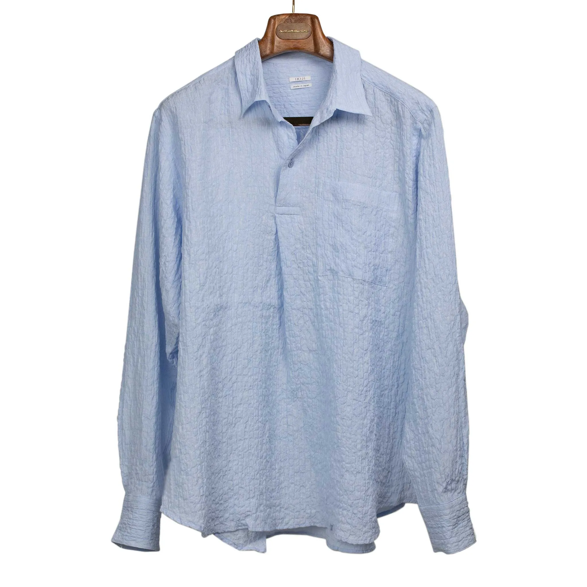 Popover shirt in light blue linen and rayon guaze
