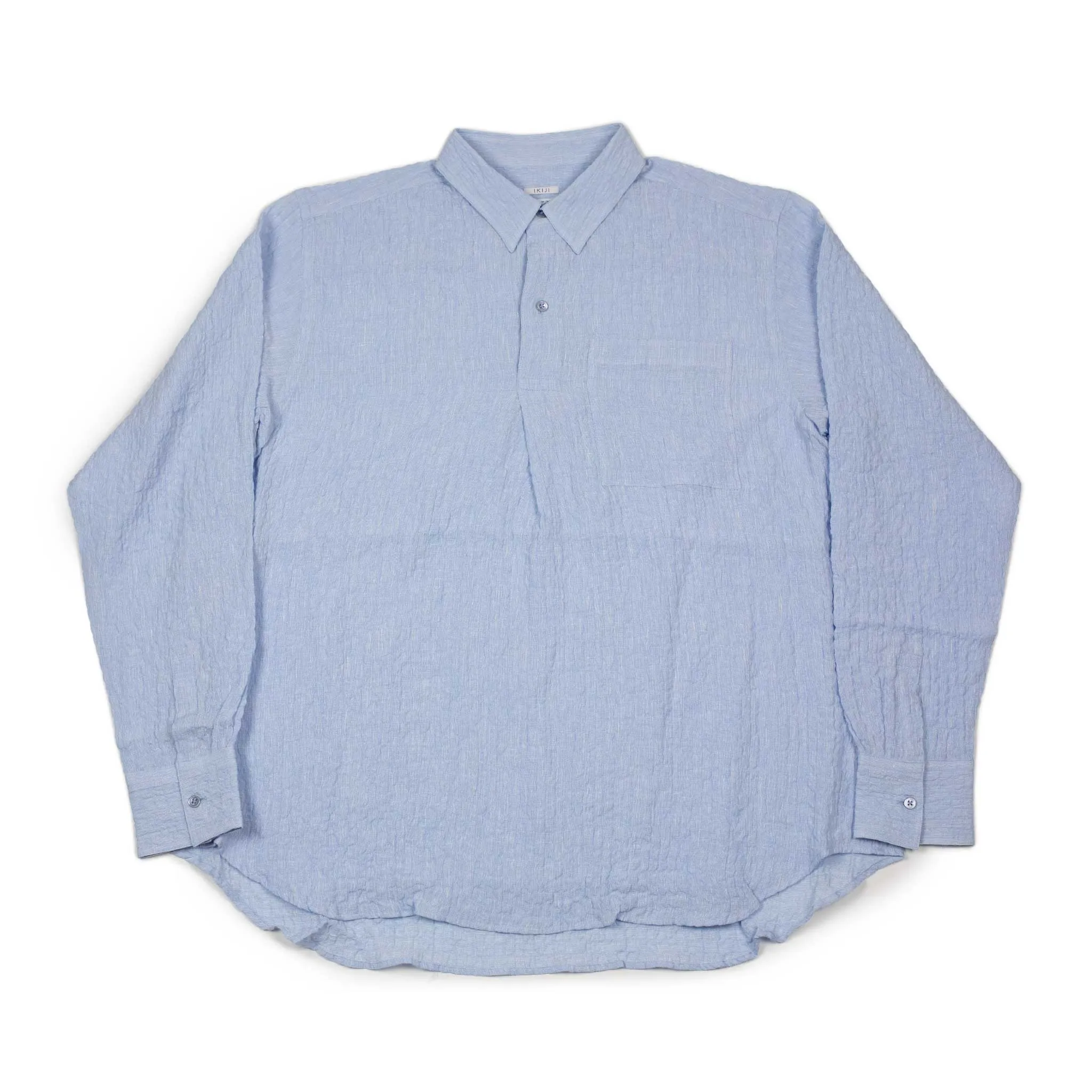 Popover shirt in light blue linen and rayon guaze