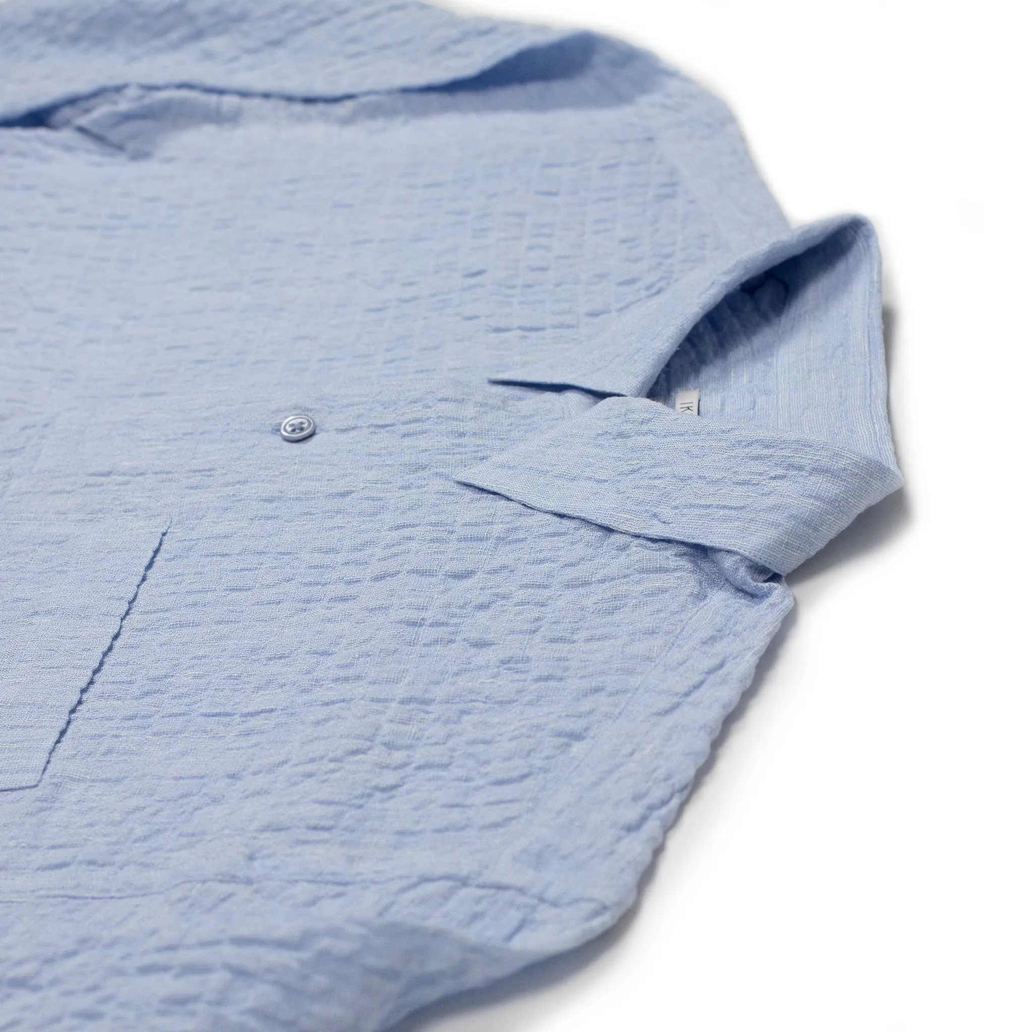 Popover shirt in light blue linen and rayon guaze