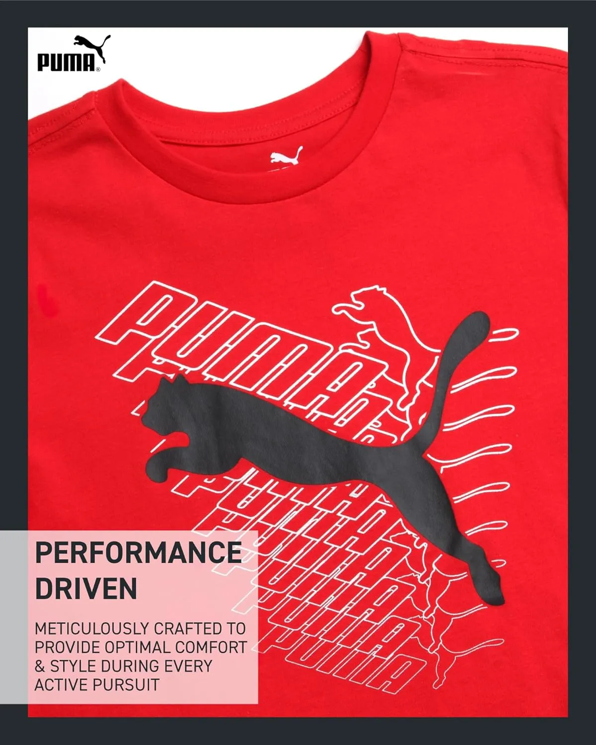 PUMA Boys' T-Shirt - Cat Logo T-Shirt for Boys - Athletic Crewneck Short Sleeve Tee (S-XL)