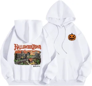 Pumpkin Farm Halloween Town Hoodies for Women Pumpkin Patch Sweatshirt Vintage Graphic Pullover Tops