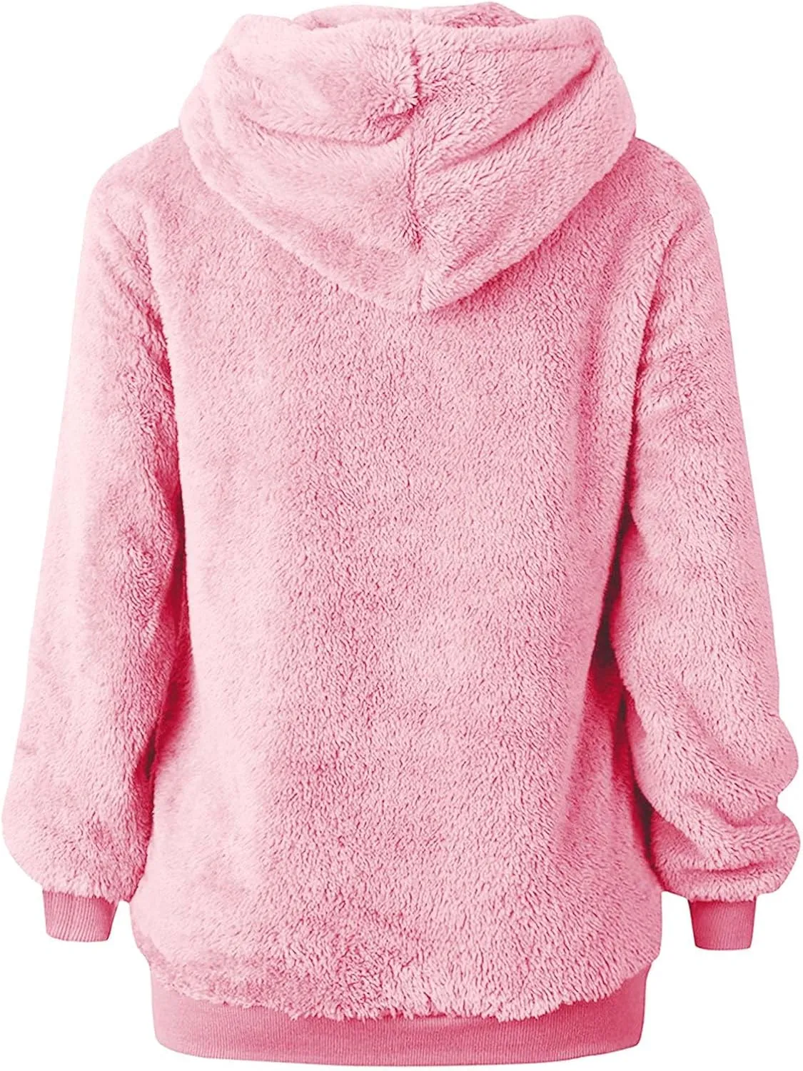 Quarter Zip Hoodies for Women Long Fleece Plus Size Drawstring Sweatshirt Solid Color Casual Winter Pocket Pullover