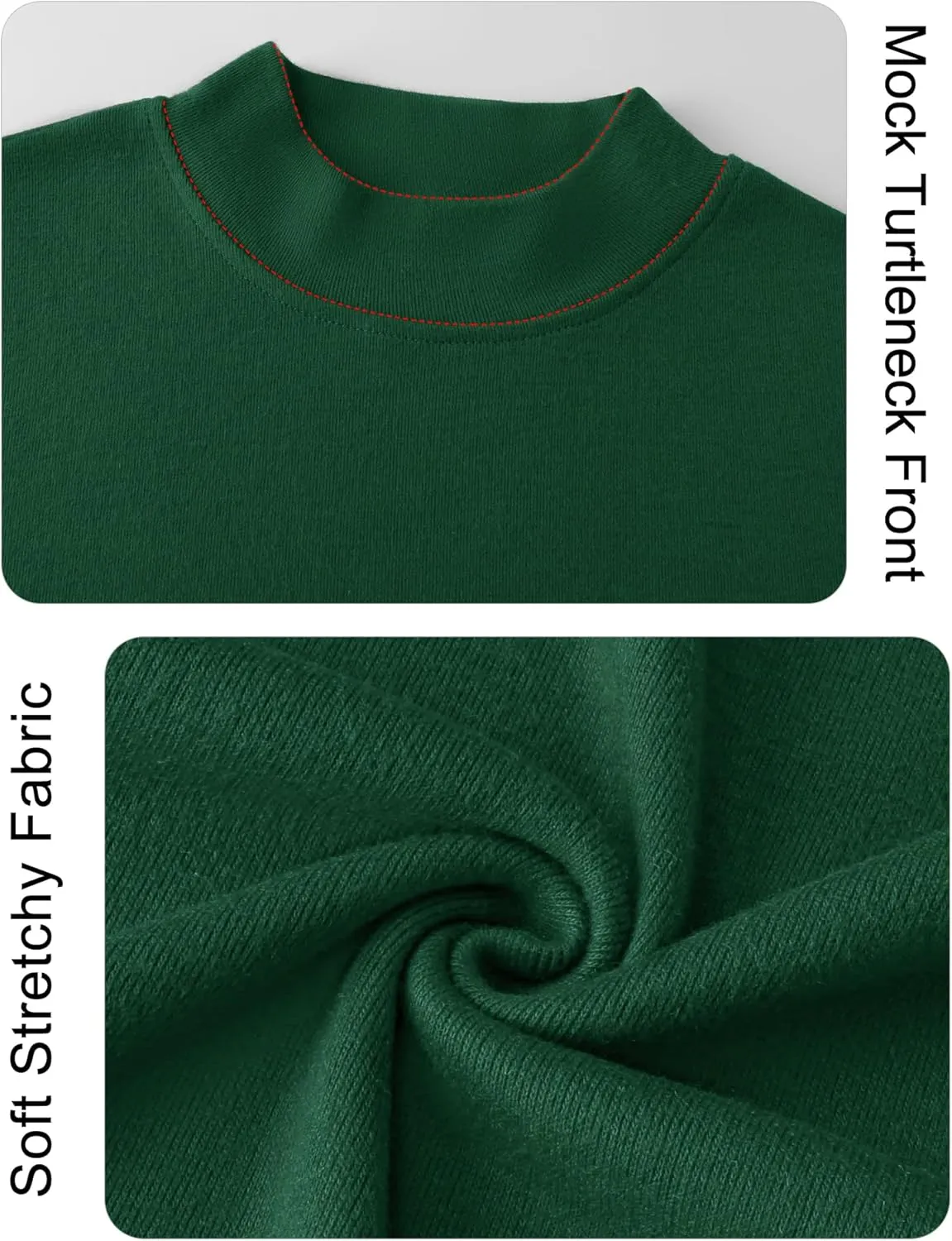 Rapbin Womens Long Sleeve Mock Turtleneck Tops Knit Basic Stretch Fitted Pullover Lightweight Thermal Shirts