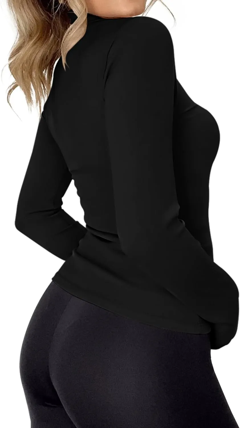 Rapbin Womens Long Sleeve Mock Turtleneck Tops Knit Basic Stretch Fitted Pullover Lightweight Thermal Shirts