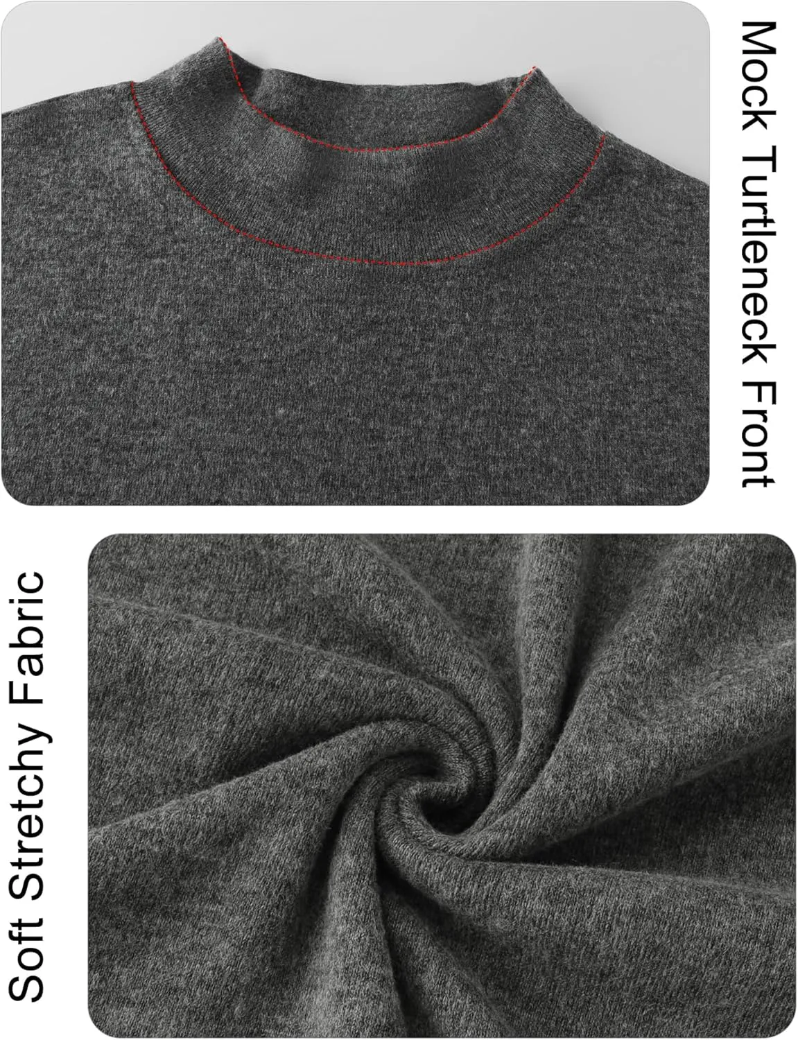 Rapbin Womens Long Sleeve Mock Turtleneck Tops Knit Basic Stretch Fitted Pullover Lightweight Thermal Shirts