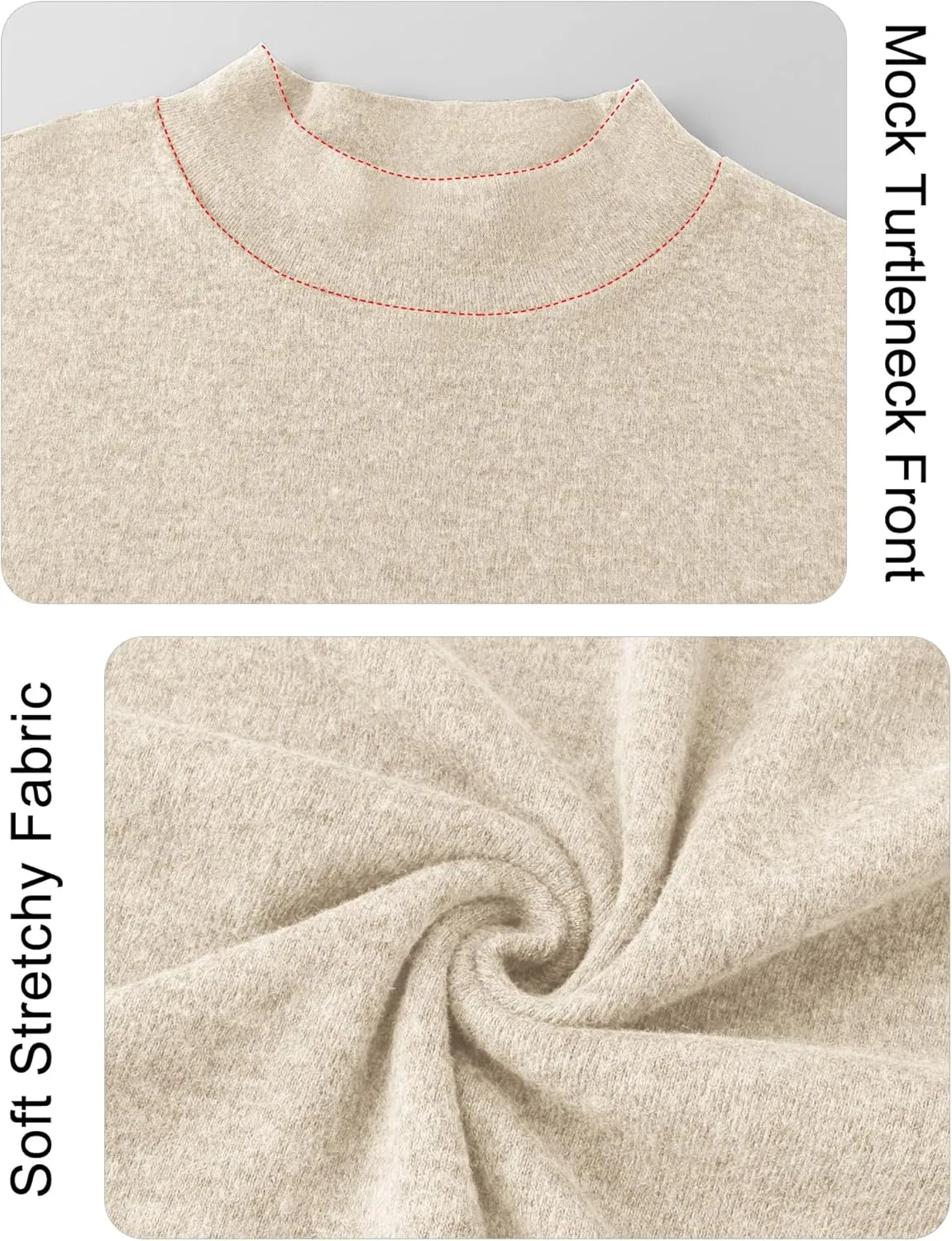 Rapbin Womens Long Sleeve Mock Turtleneck Tops Knit Basic Stretch Fitted Pullover Lightweight Thermal Shirts