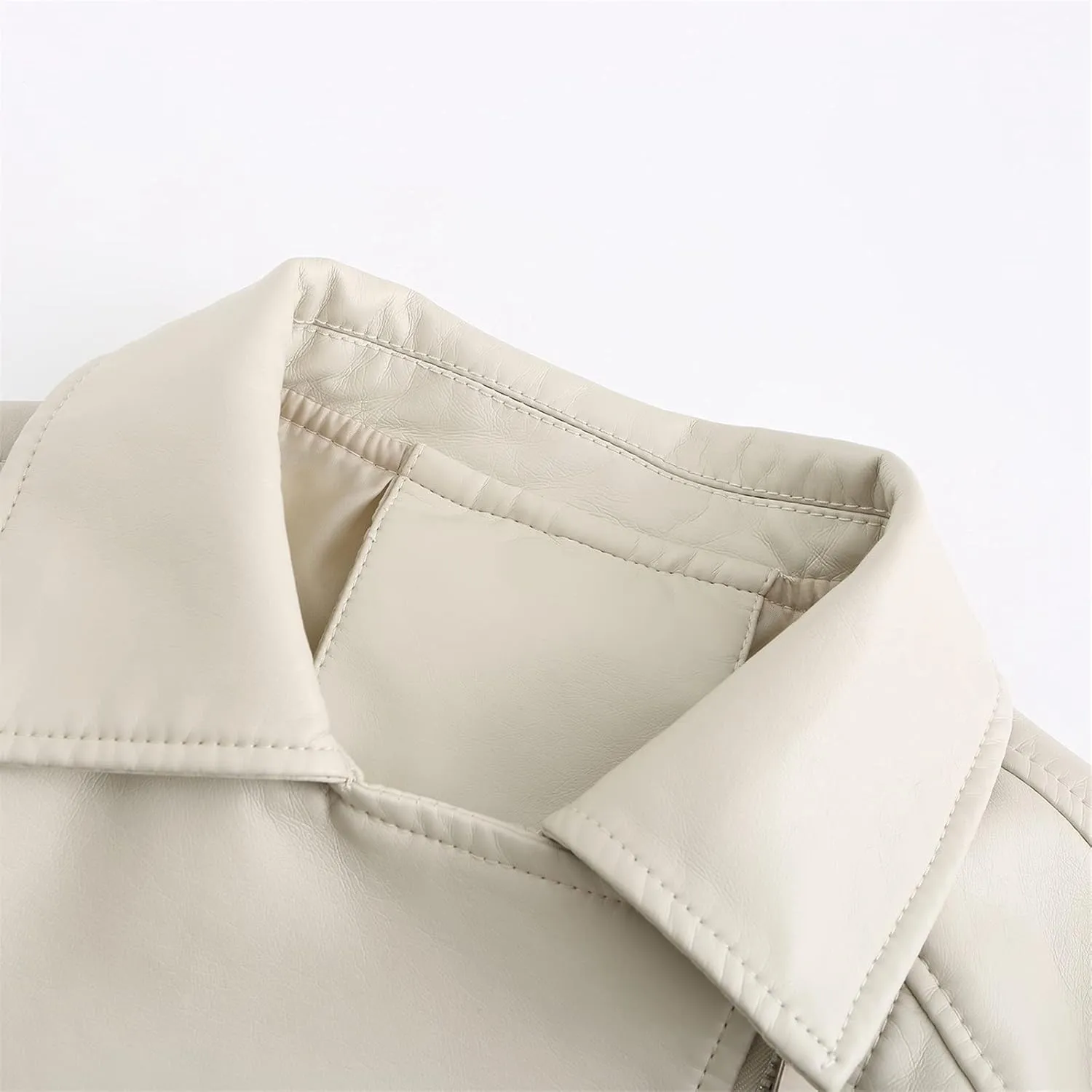 Red Leather Jacket Stand-Up Collar Zipper Stitching Solid Color Jacket Winter Jackets for Women Leather Jacket